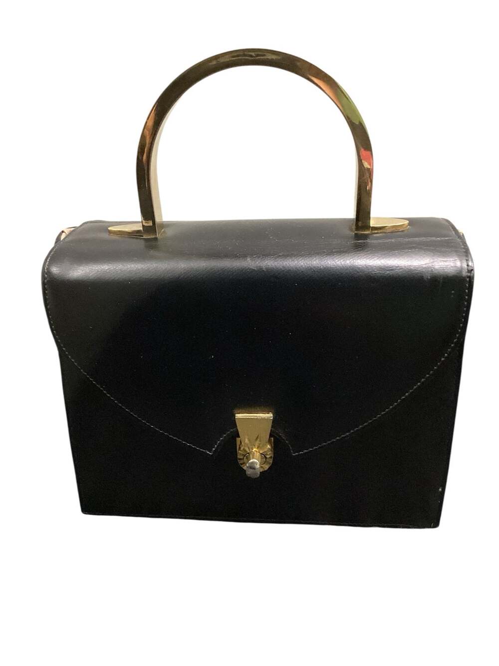 Vintage Rosart Purse 50”s Leather “Boxy” Style Very Well Made With Small Mirror